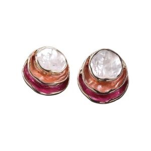 Rose Red Bohemian Layered Stud Earrings